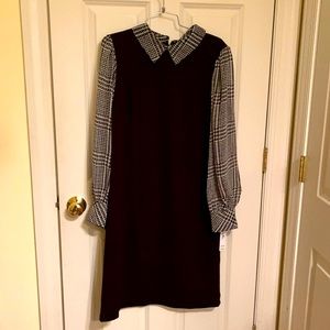 Women’s hound tooth sleeves black dress